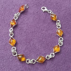 Sterling Silver Amber Bracelet